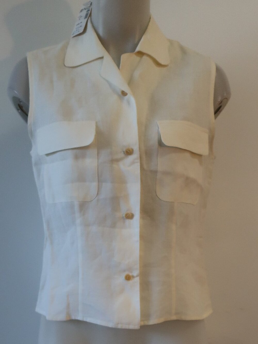 NWT Womens Giorgio Armani Le Collezioni Cream (Item-202) Linen Sleeveless Top 6